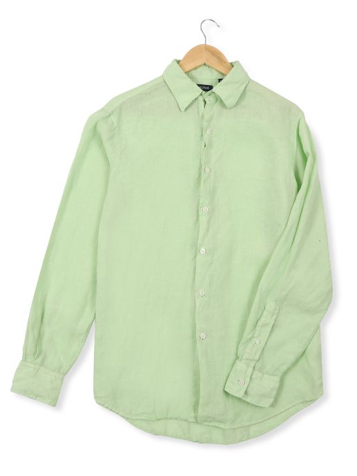 Paradise green gd full sleeve linen shirt